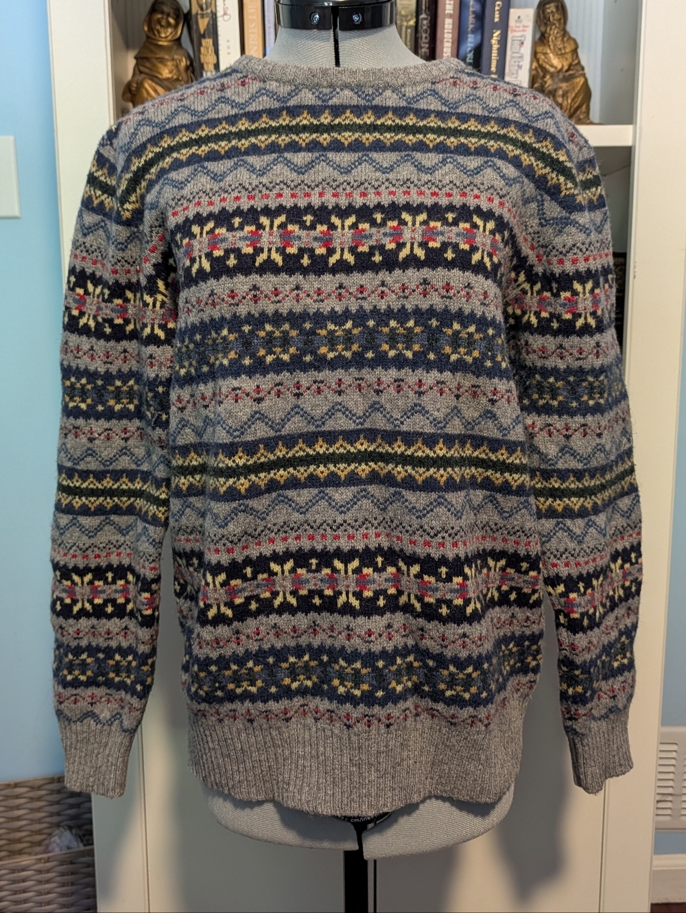 Grey Fair Isle Crewneck Sweater